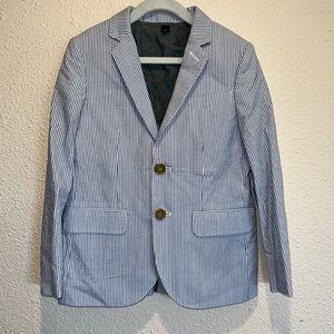 Crewcuts white and blue stripped ludlow suit jacket and pants in seersucker